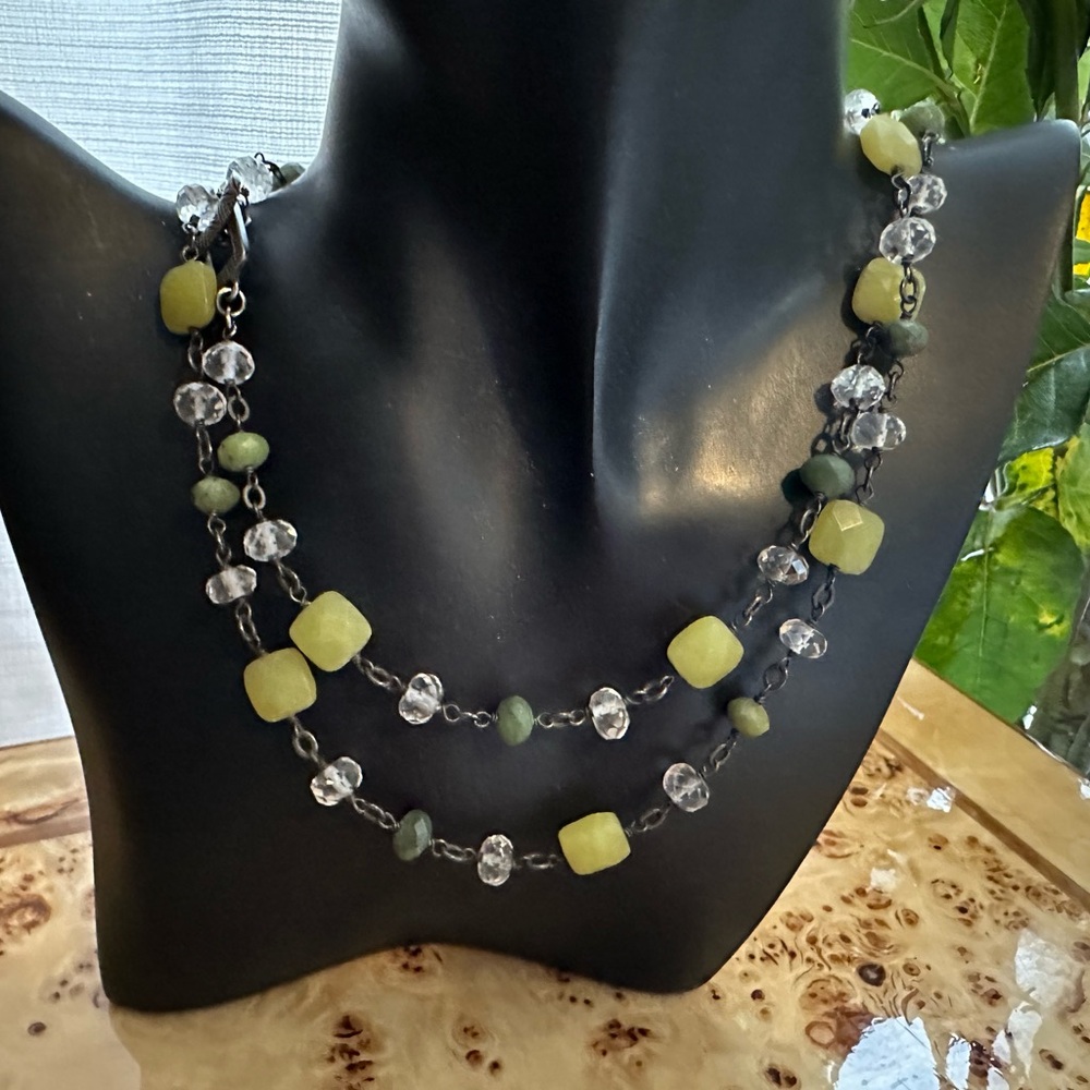 Retired Silpada Sterling Silver Jade and Crystal Beaded Necklace